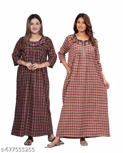 HARGUN NIGHT WEAR Pack of 2 nighty for women woolen nightgown maxi nighty for winter