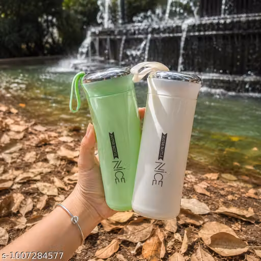 Pack of 2 Premium Glass Water Bottles 400 ML | Leak Proof Lid with Protective Plastic Cover | Reusable Drinking Bottles
