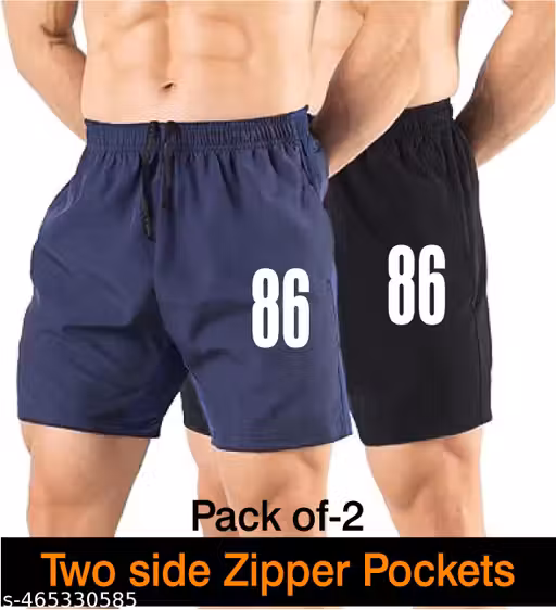 ADSHL® Men's Pack of 2 Polyester Sports Shorts | Gym, Running, Yoga & Training Shorts with 2 Side Pockets