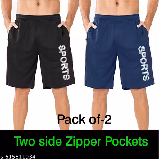 ADSHL Mens 2 Pack Polyester Yoga Short Men Summer Running Gym Sports Shorts | with 2 side Pockets | Shorts for Men