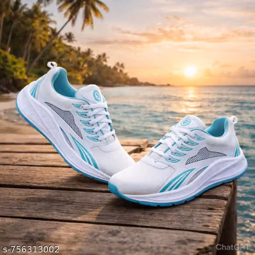 Men’s White & Mint Running Shoes | Lightweight Lace-Up Sports Sneakers for Gym, Walking, Jogging & Casual Wear