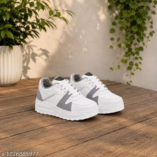 Women's White Platform Sneakers | Lace-Up Casual Shoes for Women | Stylish Korean Style Sneakers | Walking Travel College Shoes | Fashion Chunky Sole Footwear