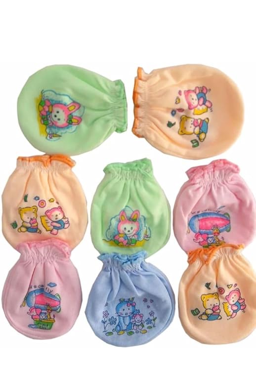 Kids Cotton Soft Mittens (Multicolour) Pack of 6