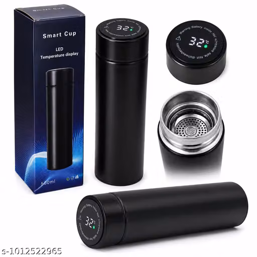 500ml Smart Vacuum Insulated Stainless Steel Flask with LED Temperature Display | Leakproof Thermal Water Bottle | Hot & Cold Coffee Mug for Office, School, Gym & Travel | Black