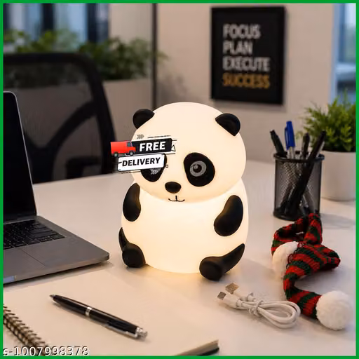Cute Panda LED Night Lamp with USB Charging Cable | Soft Warm Glow Decorative Table Light for Kids, Bedroom, Study Table, Office Desk & Gift