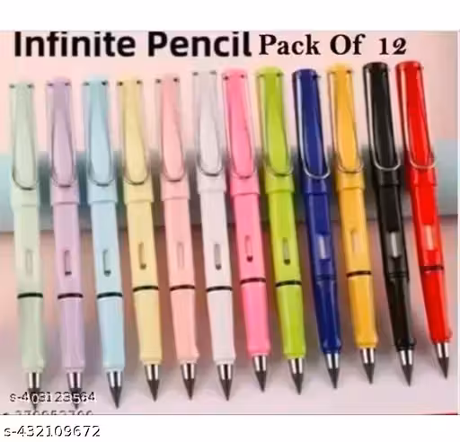 Pack of 12 Everlasting Inkless Pencils | Reusable Erasable Metal Writing Pencil Set