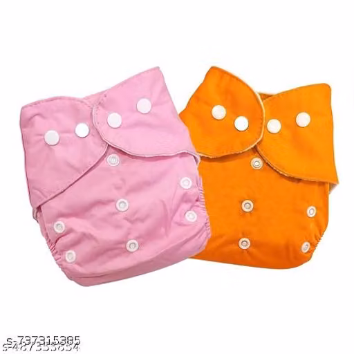 Newborn Baby Freesize Washable & Reusable Adjustable Pocket 2 Cloth Diaper Nappy Multicolor with 2 Grey Insert pads for 0 - 24 months Babies