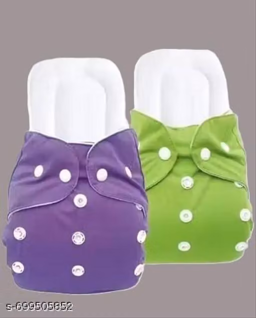 New Green-Purple Cloth Diaper Reuse Nappy with 5 Layer Insert Pad for Baby 0-3 Year