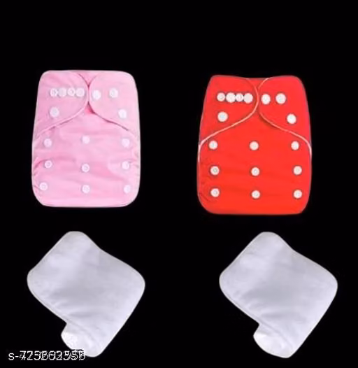 New Stylish Reusable Baby Cotton Cloth Diapers - Adjustable & Washable Soft & Eco-Friendly (Multicolor, Pack of 2) 0-3 Years
