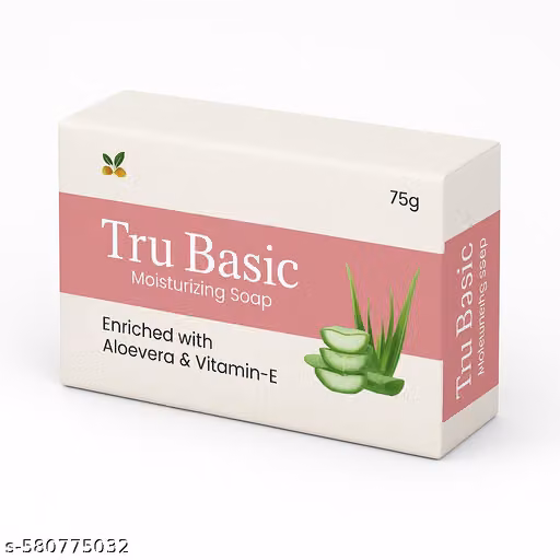 Tru Basic Moisturizing Soap | Enriched with Aloevera and Vitamin E | Anti Oxidant and Protects the skin | Gentle and Soft | All Types Skin | 75g X 3