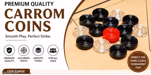 Kids Games Carrom Board Coin Set | Premium Carrom Goti & Playing Coins for Indoor Board Games