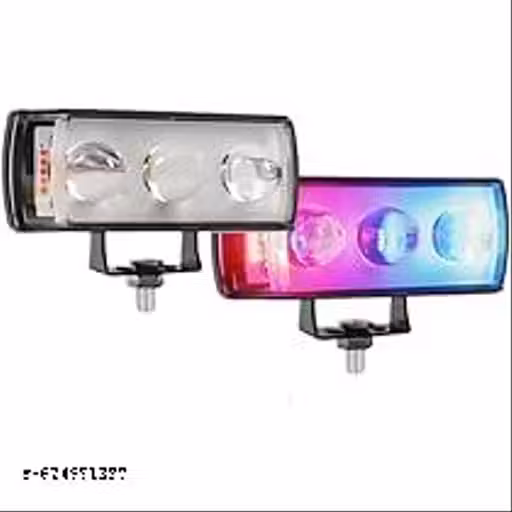 RS BROTHERHOOD Projector Fog Light Lamp 3 lens with switch police light & flashing Fog Lamp Car, Motorbike LED (12 V, 12 W) (Universal For Bike, Universal For Car, Pack of 2)