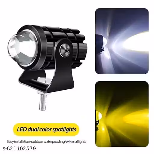 RS BROTHERHOOD Mini Driving Small Projector Fog LED Light, For All Motorcycle, Jeeps, Bikes, Scooters, Cars, Dual Color White/Yellow Spot Beam (Pack Of 2)