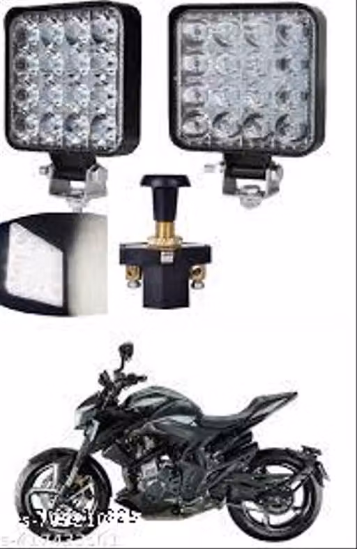 RS BROTHERHOOD 16 LED 2in1 Fog Light Waterproof 12V-24V Led Flood Lamp Offroad Driving Work Light for Car, Truck/Pickup, Jeep, SUV, ATV And UTV Motorcycle LED Lights Aluminium (White, 2 PCS)
