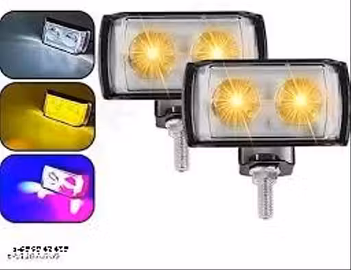 RS BROTHERHOOD 2 Lens Fog Light 60W/12V with Switch – Dual Color White/Yellow Beam for Night & Fog, Red Blue Strobe for Alerts, Durable LED Light