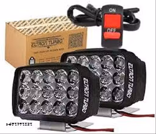 RS BROTHERHOOD 15 LED Fog Light 12V Power, Fog Head Lamp Waterproof, Bar Light Off-Roading Universal For All Bikes, Motorcycle, Scooty (Pack of 2, Free On/Off Switch, White)