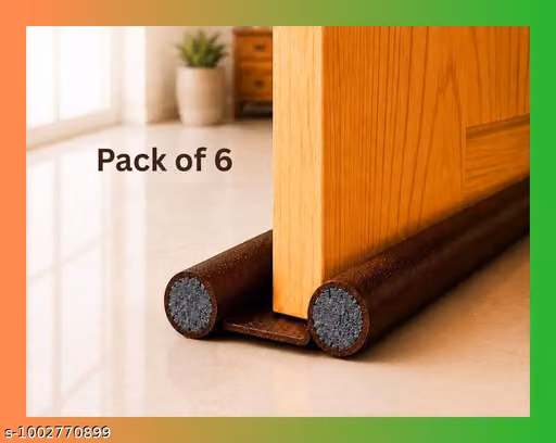 Door Draft Guard Twin Door Bottom Seal Stopper | Pack of 6 Door Gap Blocker for Dust, Wind, Noise & Insect Protection