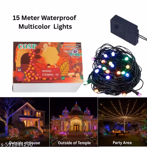 CO5PO 15 Meter Multicolor Color Changing Bulb Rice Lights | Decorative LED String Fairy Lights for Home, Festival & Party Decoration