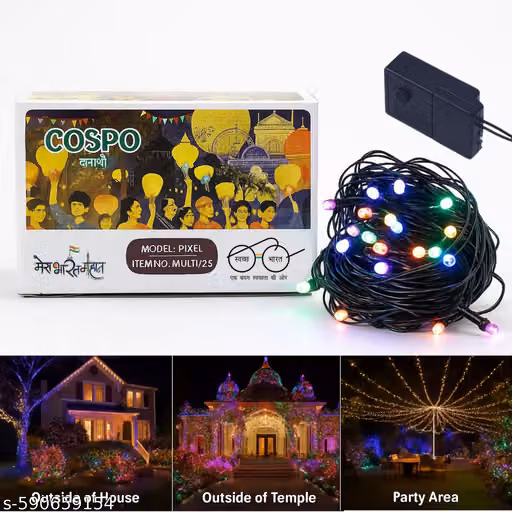 CO5PO 25 Meter 100 LED Outdoor String Lights | 8 Modes Multicolor Diwali Decoration Fairy Lights for Home & Outdoor