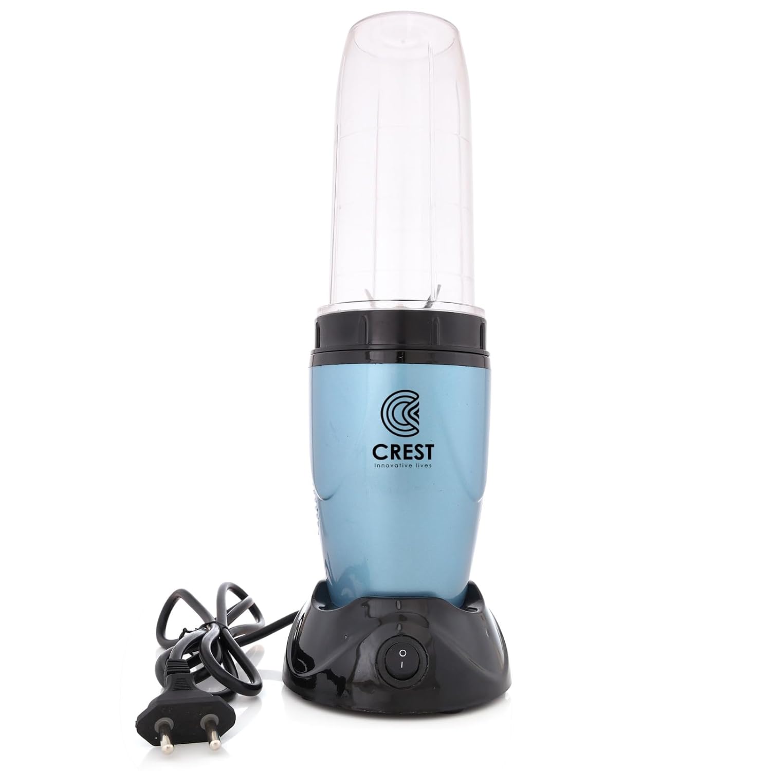 Crest NutriFresh Portable Mini Blender & Grinder | 400 Watt Mixer with 500 ML Blending Jar & 300 ML Chutney Jar for Smoothies, Chutneys & Spices