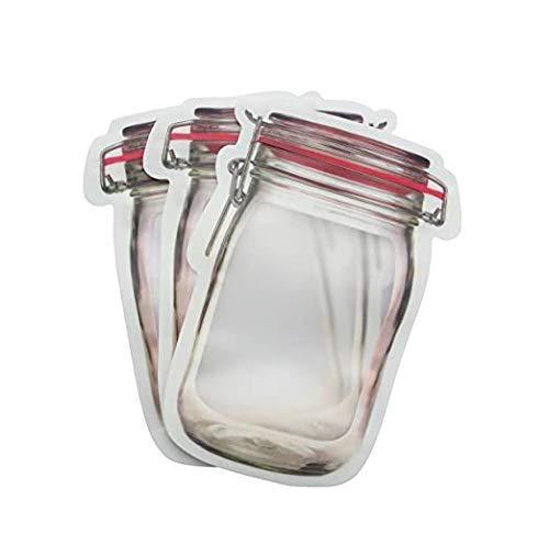 Jar Zipper Bags 1000 ml Storage for Food, Grains, Flours, Beans, || Reusable Ziplock Bottles Shaped Pouches Leak Proof Easy for Travel - Pack of 5