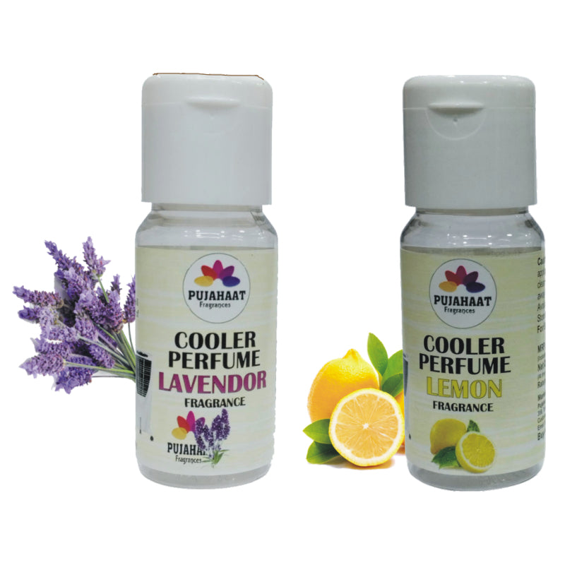 Pujahaat Lavender, Lemon Cooler Perfume / Aroma Diffuser Oil or Fragrance, Long Lasting Cooler Scent/Aroma Diffuser Fragrance Oil - Multipurpose Aroma Oil Perfume for Cooler - 25 ml each (2 X 25 ml) cc8