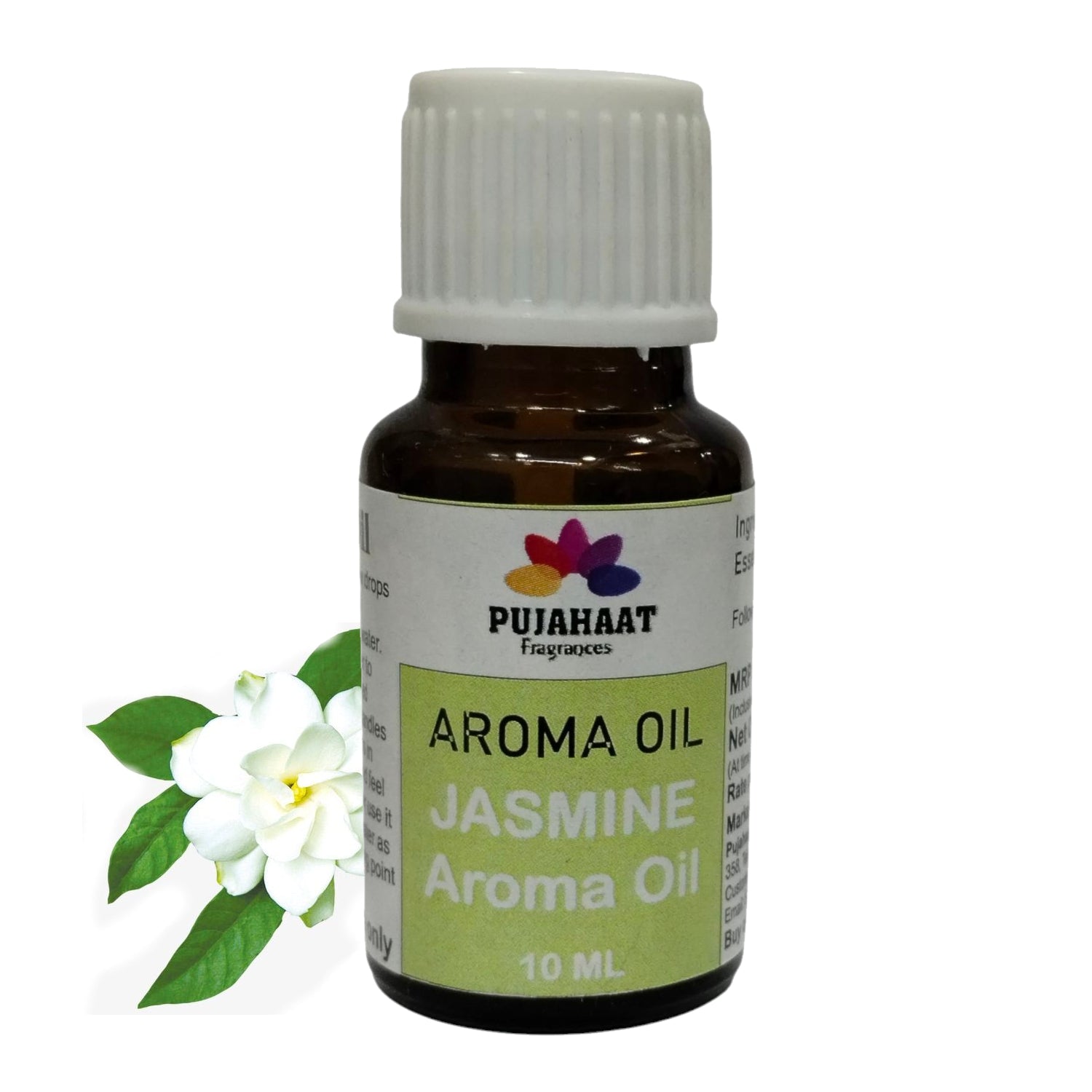 Pujahaat Jasmine Aroma Oil for Aromatherapy oils, Oil for diffusers, Humidifier oils, Oil Burners, Spa and Air Purifier 10ml Each, Jasmine - Set of 2 (2 x 10 ml)