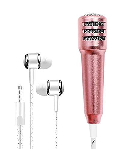 Mini Condenser Microphone Stereo Noise Cancelling Mic with Earphone for Voice Recording,Chatting Compatible for All Smartphones,All Tablets