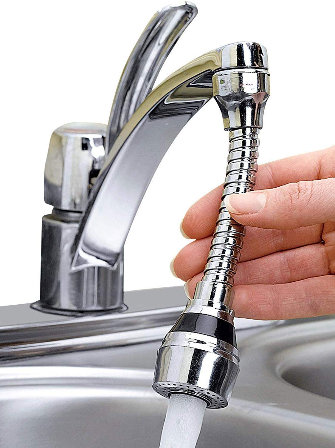 Turbo Flex 360 Degree Flexible 6 Inch Sprayer Extension Jet Stream/Water Saving Faucet