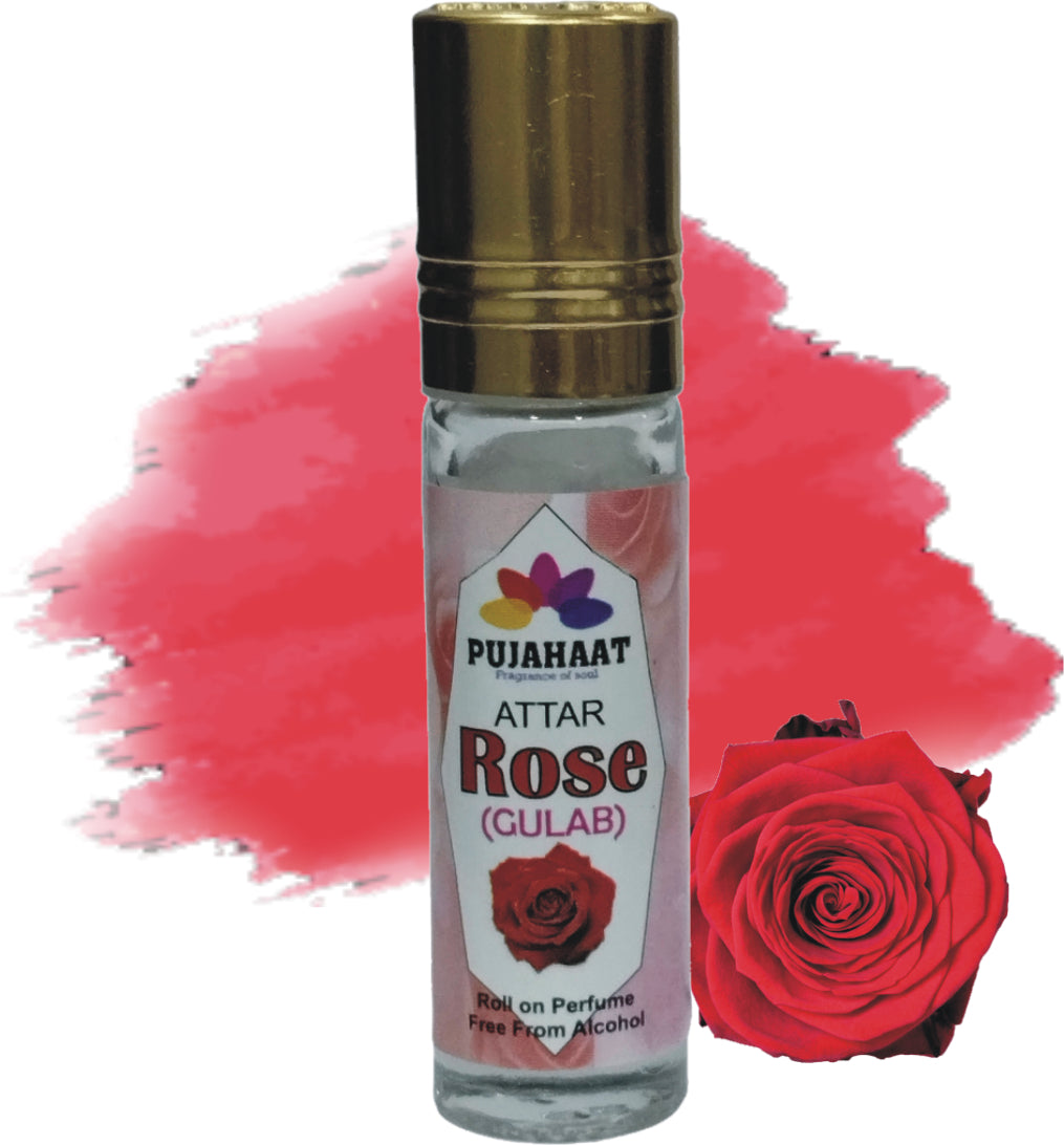 Pujahaat Alcohol-Free Concentarted Royal Rose Perfume Oils | 6ml, Fresh Floral Scent, Long-Lasting Travel Size Roll-On, Best Fragrance Oil