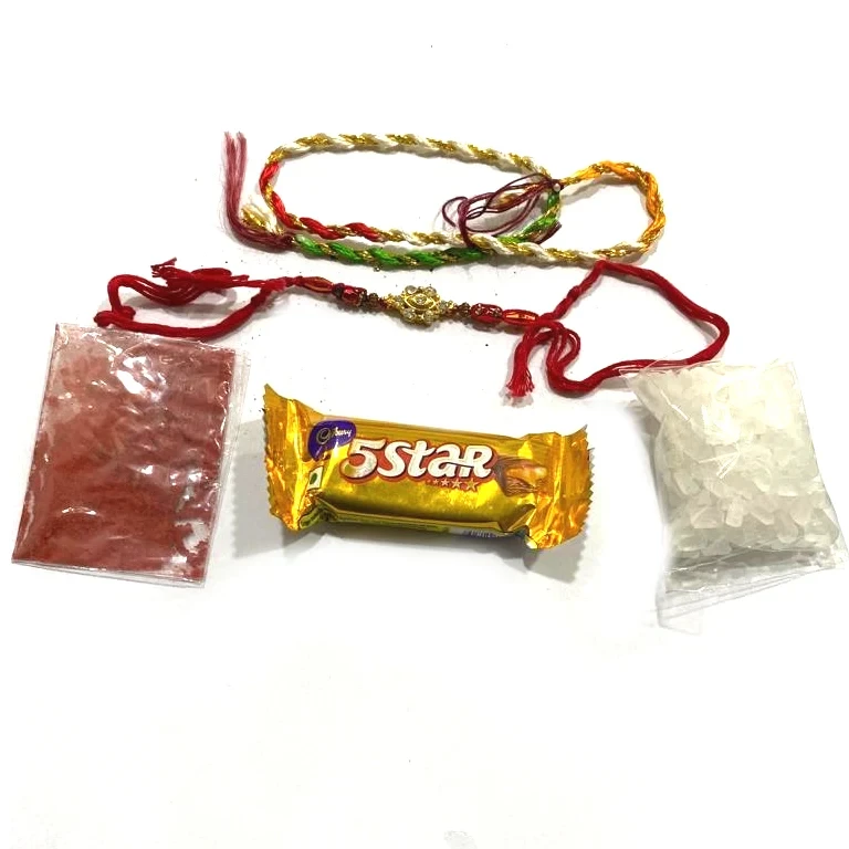 American Diamond Stone Rakhi Raksha bandhan Chocolate combo - Beautiful Rakhi RK3