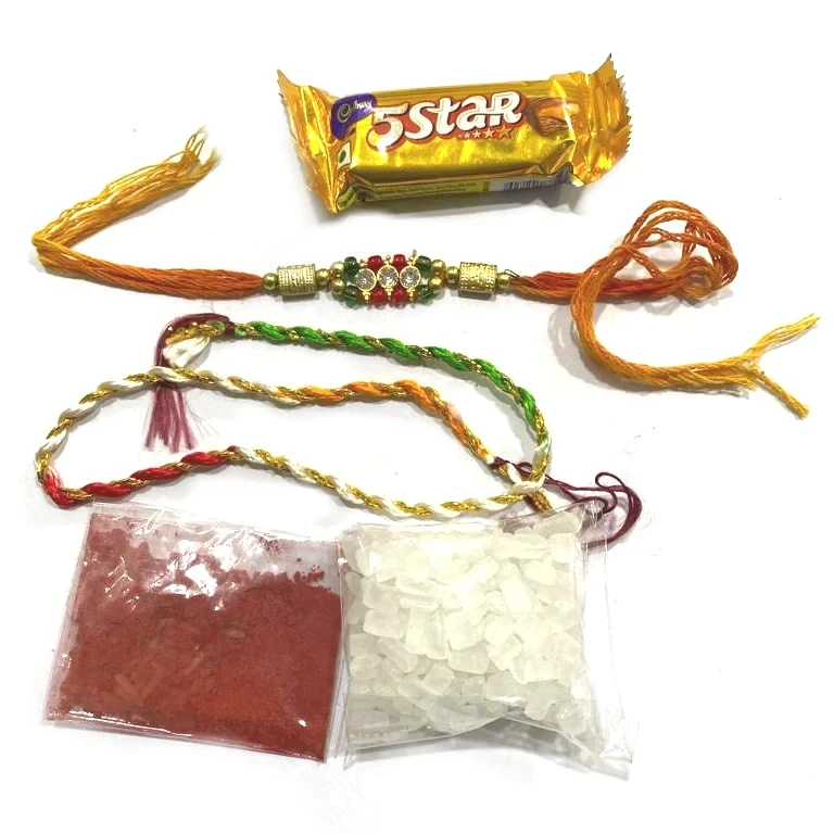 American Diamond Stone Rakhi Raksha bandhan Chocolate combo - Beautiful Rakhi RK2