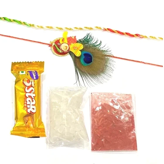 Handmade Peacock Style Rakhi Raksha bandhan Chocolate combo - Beautiful Rakhi RK17