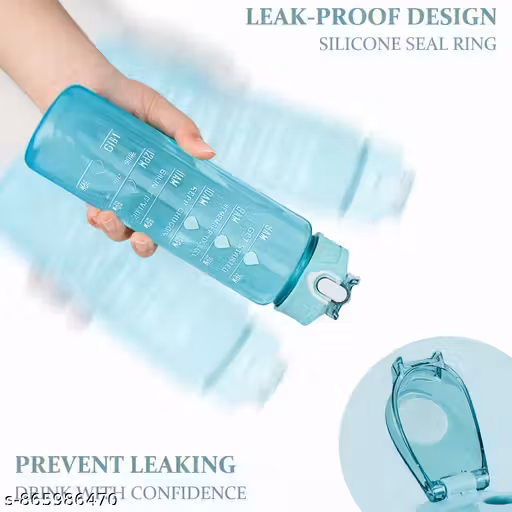 Premium Motivational Water Bottle - 900 ml Motivational Time Marker, Leakproof Durable BPA-Free Non-Toxic Sipper Water Bottle for Office, Gym & School, TIME MAKER WATER BOTTLE