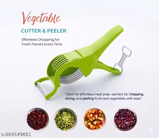 Premium 2 in 1 Vegetable Cutter with Peeler | Stainless Steel 5 Blade Manual Vegetable & Fruit Multi Cutter | Multipurpose Kitchen Tool