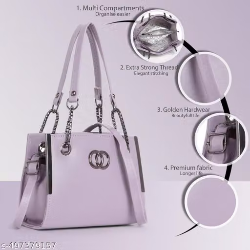 Allijo Women's Lavender Purple Boxy Sling Bag with Dual Interlocking Ring Hardware & Chain Strap Detail