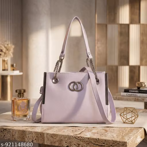 Elegant Lavender Chain-Strap Handbag with Double Ring Hardware