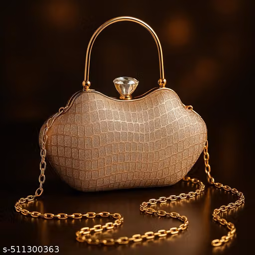 Elegant Rose Gold Glitter Women's Clutch Purse with Handle & Diamond Clasp - small clutch purse | box clutch purse | bride clutch purse | diamond clutch purse