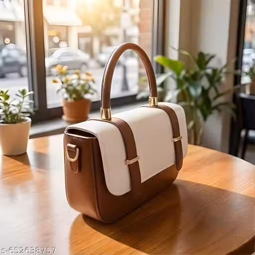 ALLIJO Designer Two-Tone Handbag - Fancy Ladies Office Purse & Shoulder Bag