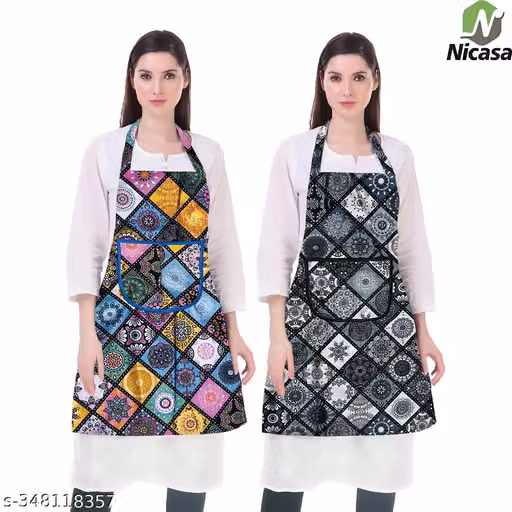 Kitchen Apron- Waterproof /Oil-Proof - Adjustable Aprons with Pockets for Women Men Washable - Pack of 2 (color As per availibility)