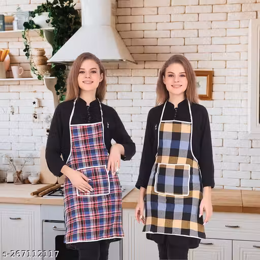 NICASA Kitchen Apron- Waterproof /Oil-Proof - Adjustable Aprons with Pockets for Women Men Washable - Pack of 2 (color As per availibility)
