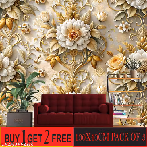 WALLPAPER 40 x 100Cm(PACK OF 3PCS) SLEF Adhesive Wallpaper for Living Room Bed Room Kitchen Hall Peel and Stick Vinyl Wallpaper