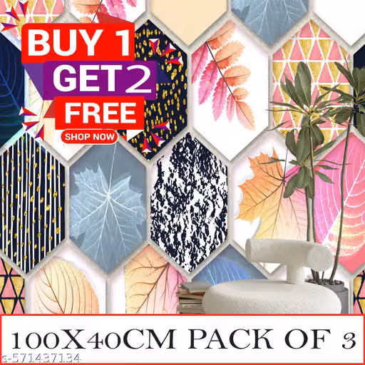 Alluring Wallpaper Self Adhesive Wallpaper Waterproof Wall Sticker Roll for Home, Office, Kitchen, Cabinet, Hotel, Restaurant Self Adhesive Sticker ,3D (SIZE 40X100CM)(Pack of 3)