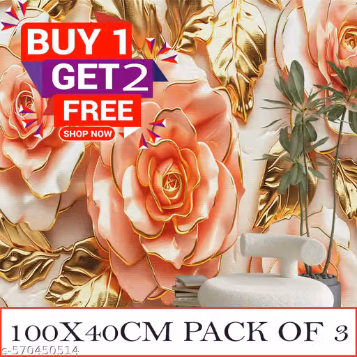Trendy Wallpaper Self Adhesive Wallpaper Waterproof Wall Sticker Roll for Home, Office, Kitchen, Cabinet, Hotel, Restaurant Self Adhesive Sticker ,3D (SIZE 40X100CM)(Pack of 3)