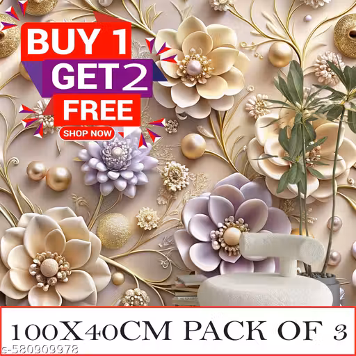 Elite Wallpaper Self Adhesive Wallpaper Waterproof Wall Sticker Roll for Home, Office, Kitchen, Cabinet, Hotel, Restaurant Self Adhesive Sticker ,3D (SIZE 40X100CM)(Pack of 3)
