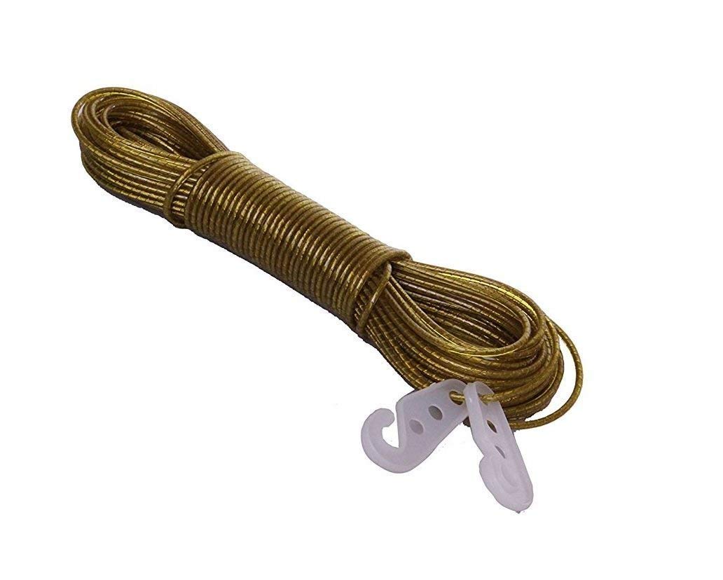 Nylon PVC Coated Rope, Length 20 meter Long, 3 mm Thick, Steel Anti-Rust Wire Rope, Washing Line Clothes Drying with 2 Plastic Hooks