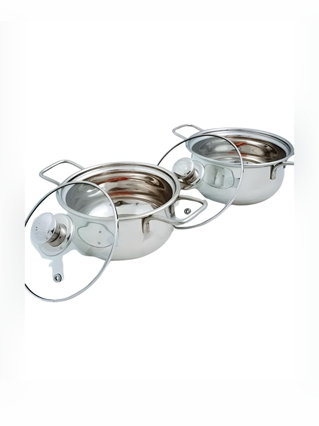 Silver-Toned 2 Pieces Stainless Steel Serving Handi With Lid