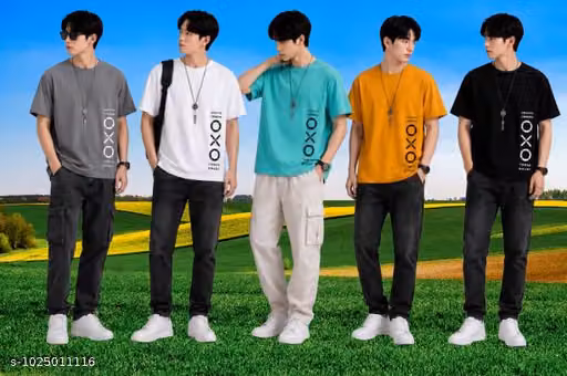 Men's Casual Round Neck Half Sleeve T-Shirt Combo Pack of 5 | Soft & Comfortable Daily Wear