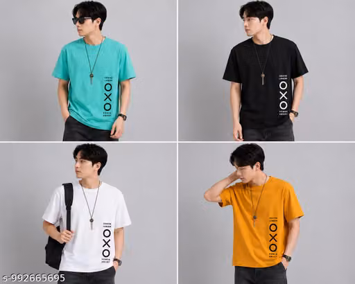 Men's Regular Solid Fit T-Shirt Combo Half Sleeves Polyester Round Neck T-Shirt Multicolor (Pack Of 4)