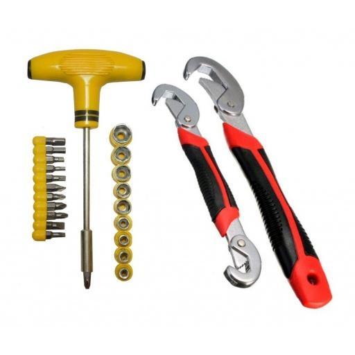 Screwdriver Toolkit | 24 Pcs T-Bar Screwdriver & Socket Set with Snap Grip Wrench for Repair Work